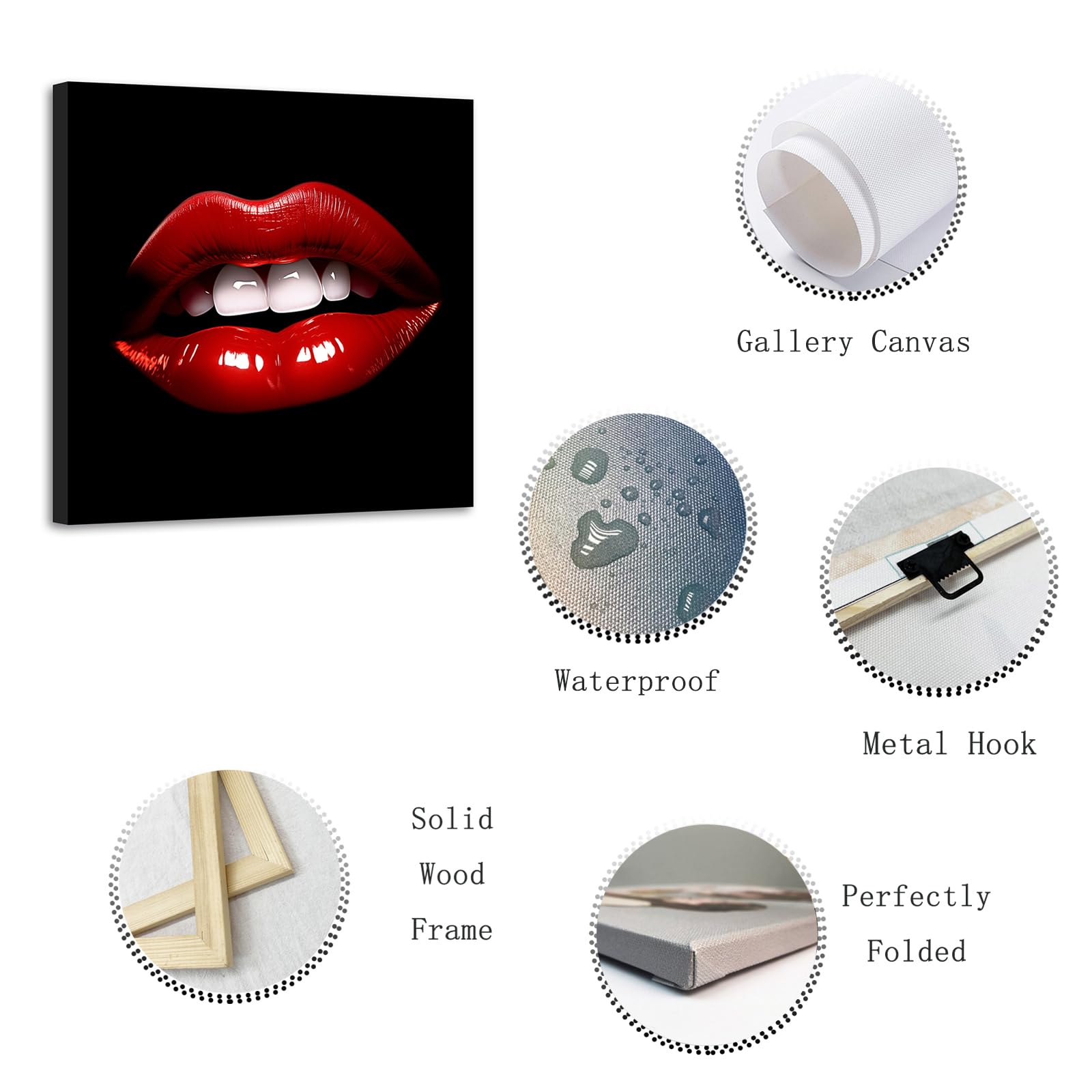 ポップアート アクリル画　目と唇の絵 ポップアート アクリル画 目と唇の絵